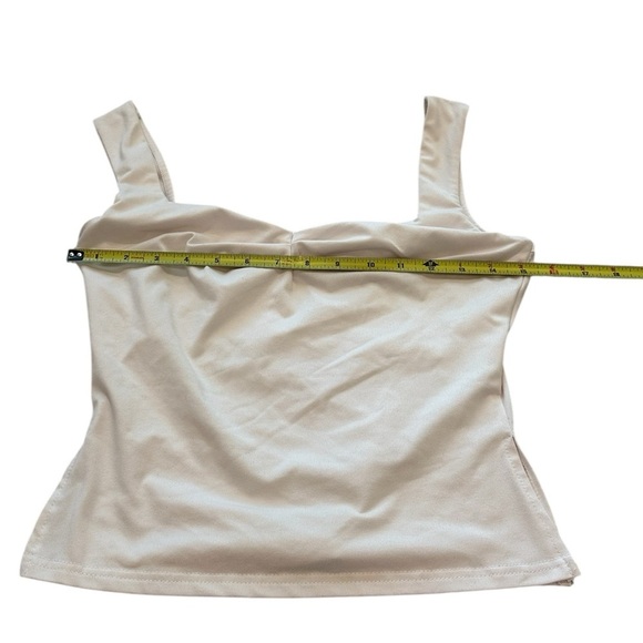 White Split Side Super Soft Square Neck Tank Top S/M - Picture 3 of 5